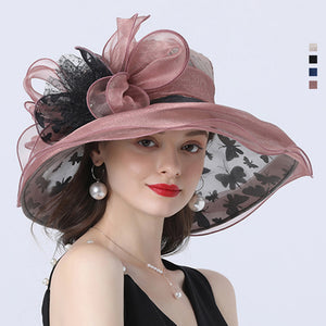 Organza Floral Brim Derby Hat