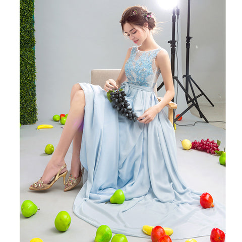 Image of Sleeveless Backless Tunic Prom Dress - Itopfox