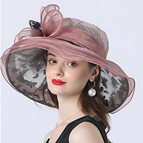 Image of Organza Floral Brim Derby Hat